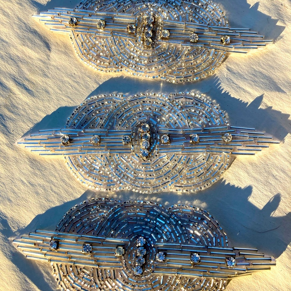 3 art deco style bead appliqués for flapper headbands